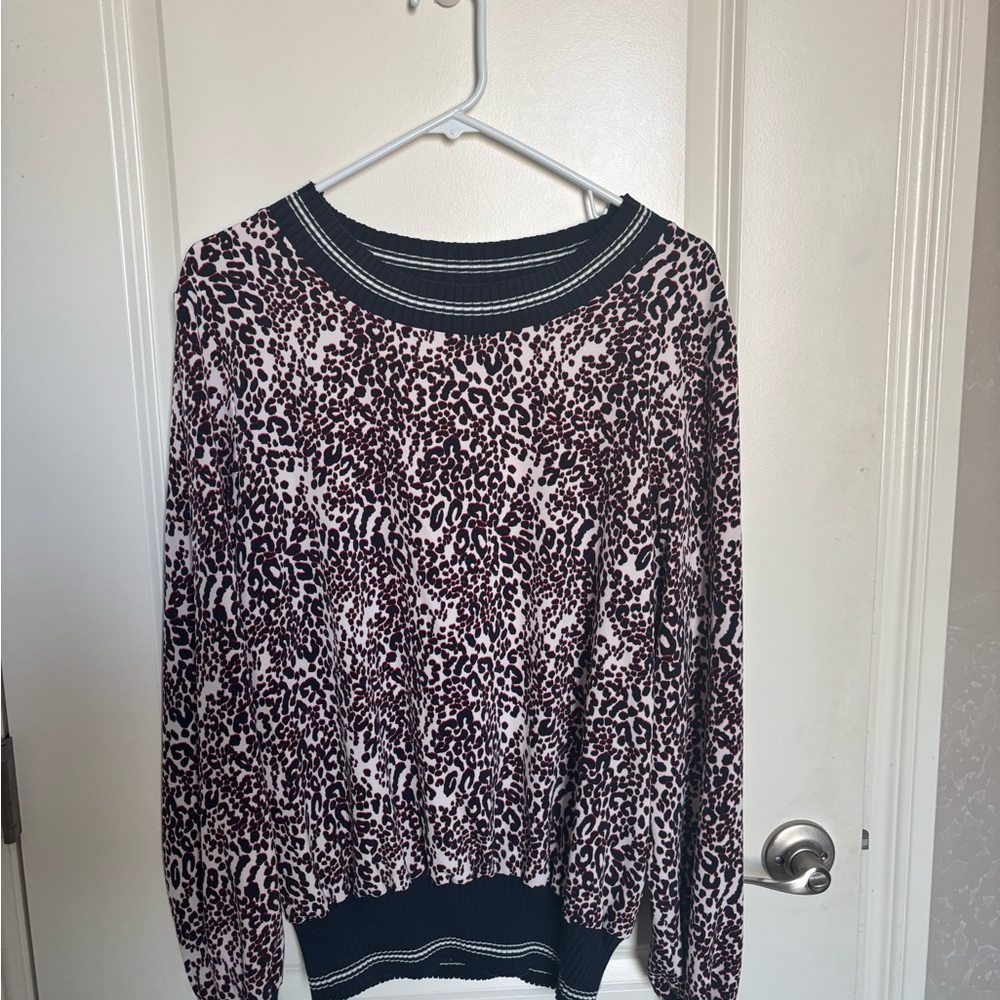 Tommy Hilfiger Leopard Print Top - Black and White